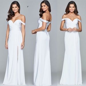 Faviana 8083 White Off Shoulder Dress NWT